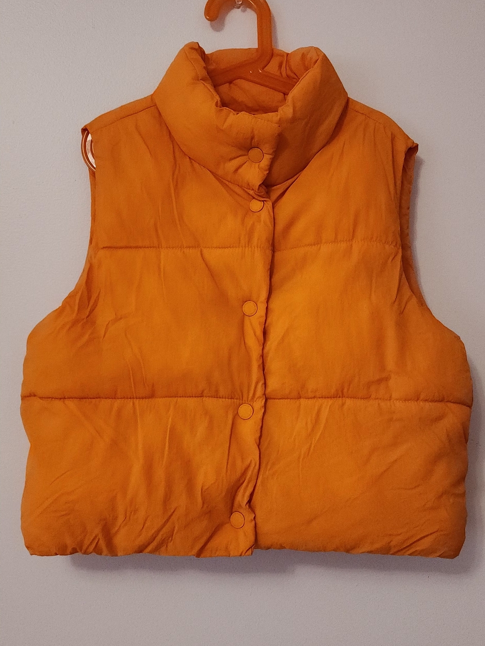 Zara Bright Orange Quilted Sleeveless Puffer Vest